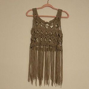 May & July Krochet Fringe Tank Top